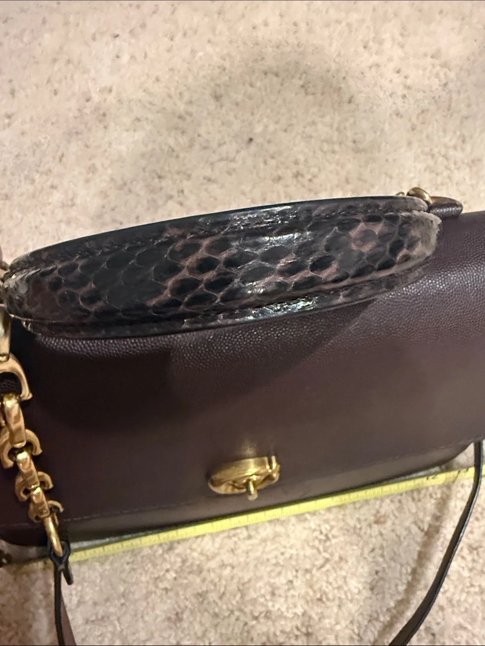Coach Structured Satchel in Deep Burgundy with Gold Hardware